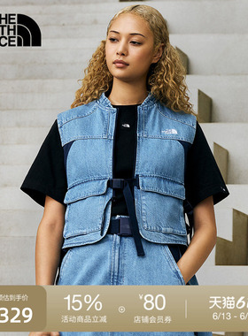 北面UE设计师款女休闲牛仔马甲A字拼接户外秋款TheNorthFace|8E6W