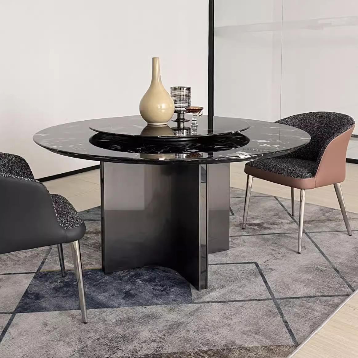 黑玫瑰奢石大理石餐桌