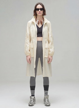 薄款长袖休闲风防晒衣女户外连帽长款收腰多功能领连衣裙CAJD0015