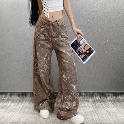 时尚洋气百搭满天星烫钻牛仔裤