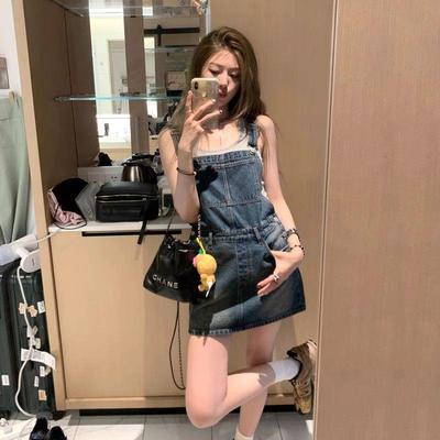 美式复古牛仔背带裙女夏季a字显瘦2025新款工装裙小众短裙连衣裙