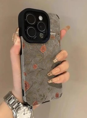 灰色山茶花小米15pro手机壳13ultra适用Redmik70简约红米k60pro女note14新款12/11简约10创意50/40全包保护套