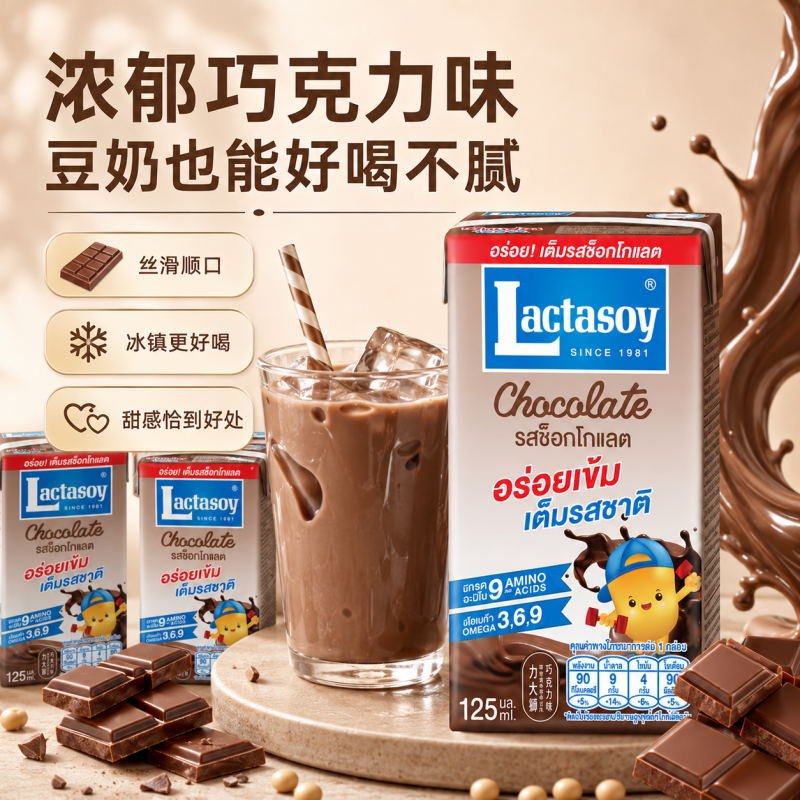 【清仓特价】力大狮巧克力味豆奶泰国进口早餐奶小盒便携mini饮料