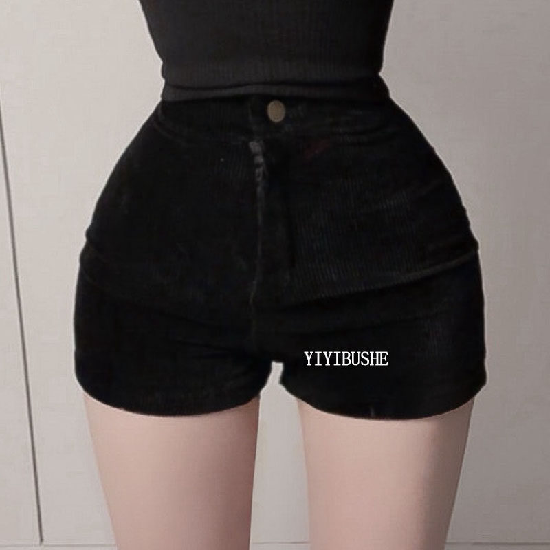 韩国代购正品 LR323巨好看~性感显瘦高腰灯芯绒外穿休闲短裤bm