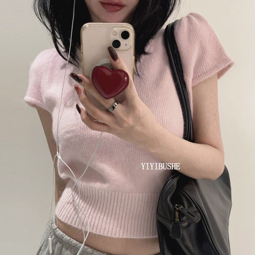 纯欲女人味修身短袖T恤针织衫