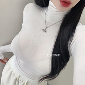 当天发韩国代购 T恤be 性感高领紧身内搭打底衫 正品 LQ081软糯亲肤