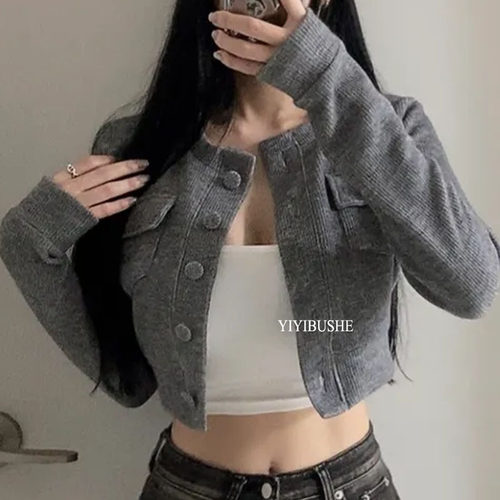 很有范超好版型纯欲露腰短外套