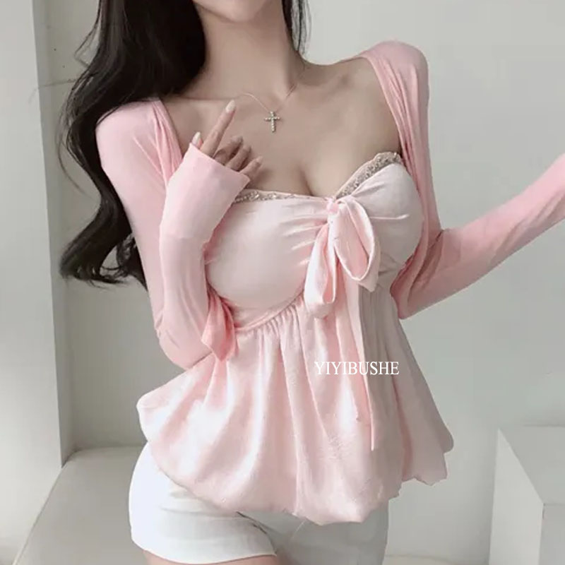 女人味裹身显身材短款长袖开衫