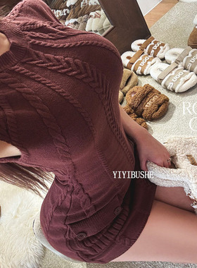 韩国代购正品 LP316复古显身材~性感辣妹风无袖包臀针织连衣裙rc