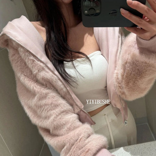 纯欲女人味双面穿加厚连帽外套dd LQ203温柔粉色 韩国代购 正品