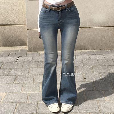 性感显瘦显腿长高腰微喇牛仔裤