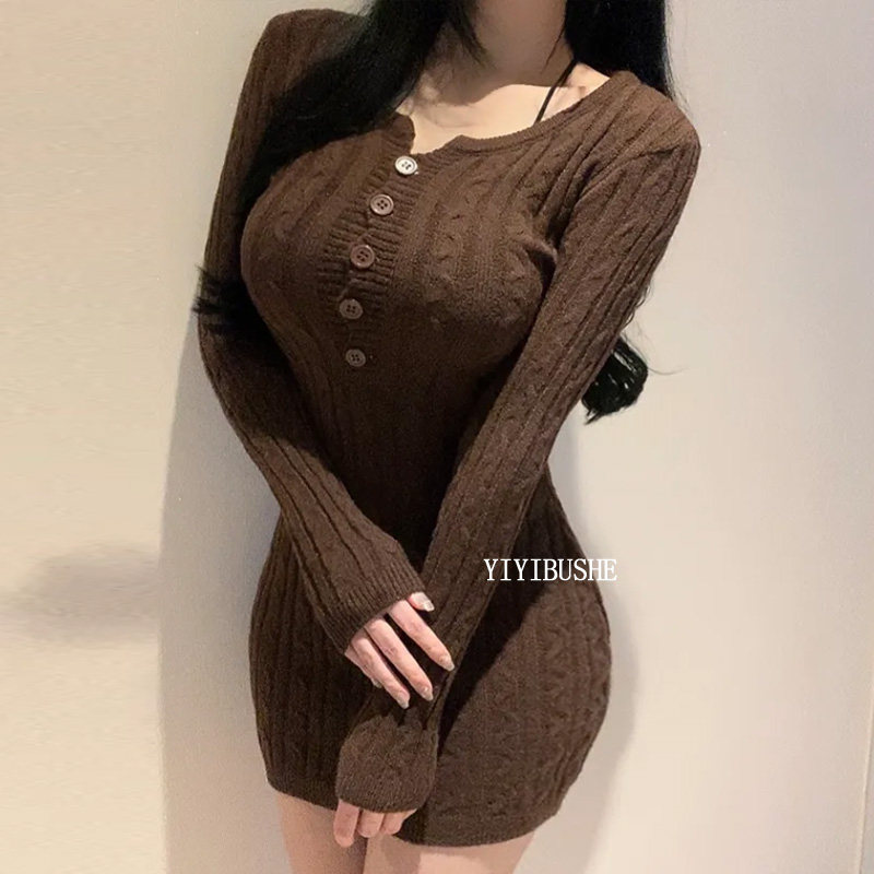 韩国代购正品JC032性感女人味 巨好看麻花纹显身材包臀针织连衣裙