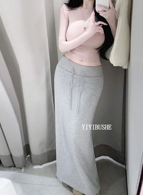 韩国代购正品 LR170日常休闲风~显瘦显腿长高腰加绒长款半身裙