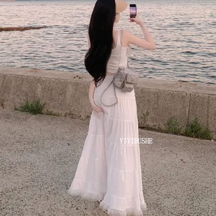 半身裙 韩国代购 正品 LM583巨好看 纯欲慵懒女人味白色高腰长款