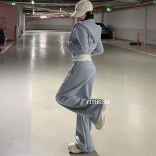 拉绒字母卫衣休闲裤 韩国代购 套装 PO337高级感巨好看 两件套 正品