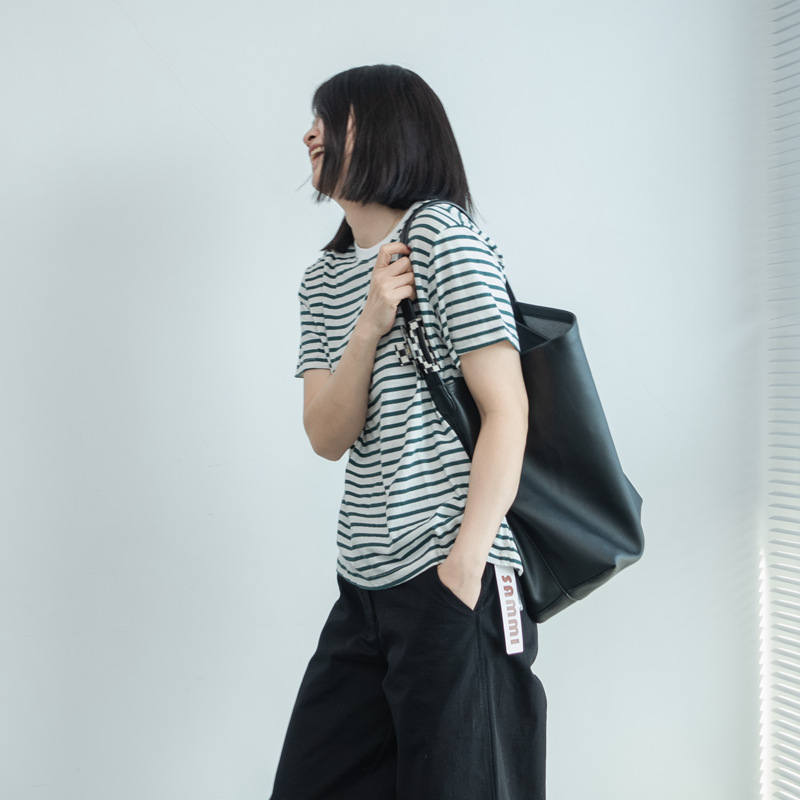 2025春夏短袖简约薄款经典条纹女