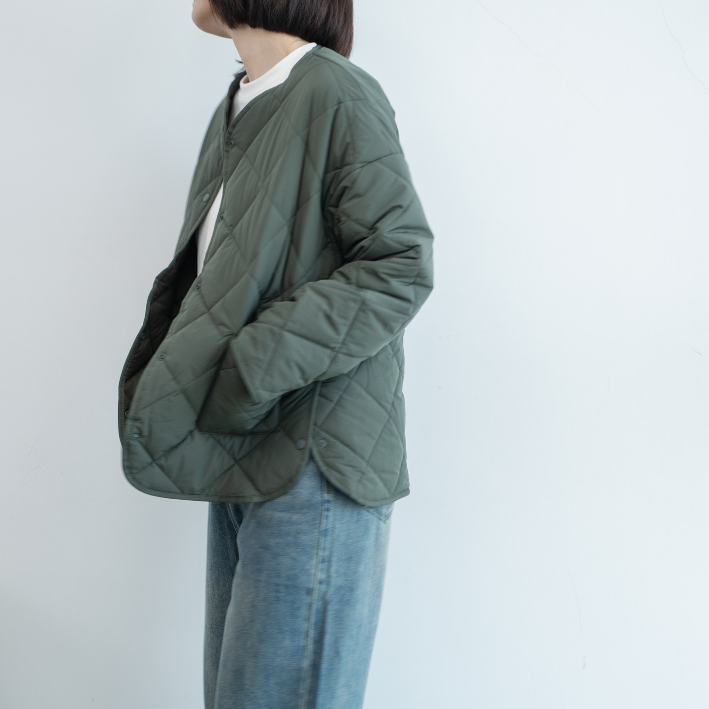 菱格圆领棉服外套女保暖棉衣女