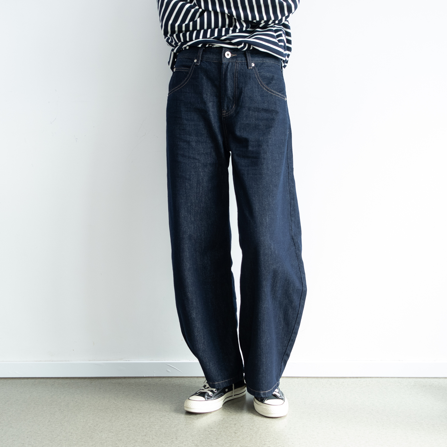 弯刀神裤高腰直筒阔腿牛仔裤潮