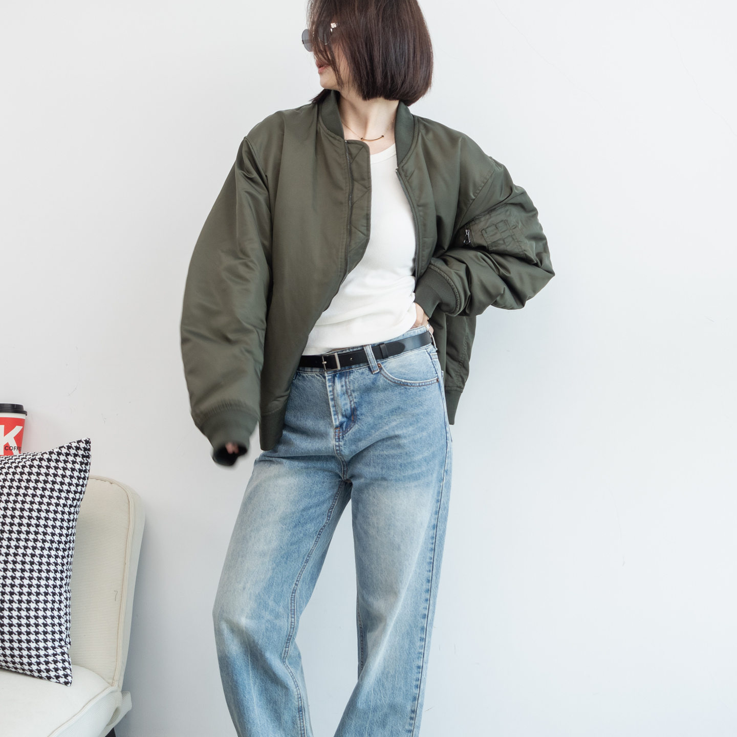 立领棉服外套女夹棉飞行员夹克女