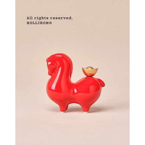 逅里 马上RICH 2026红色小马摆件 新年装饰公司客户高档小礼物