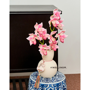 逅里 兜兰 兜住财福 高档仿真花 橱窗造景新年美陈 拍照道具装饰