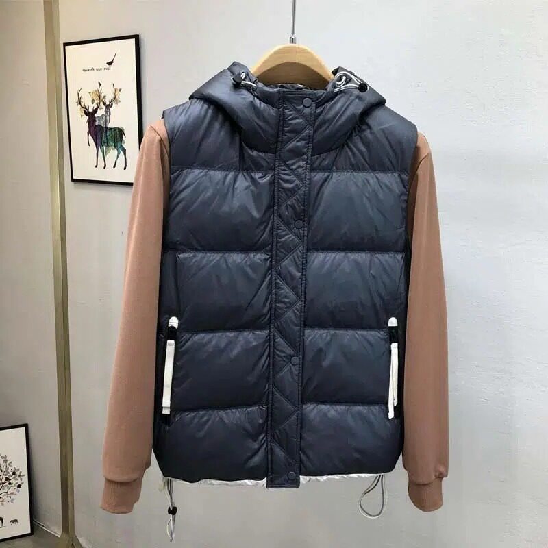 AUTUMN AND WINTER VEST MENS TREND SLIM SLEEVELESS WARM COTTON JACKET HOODED HORSE JACKET THICK SHOULDER COTTON CLOTHES YOUTH
