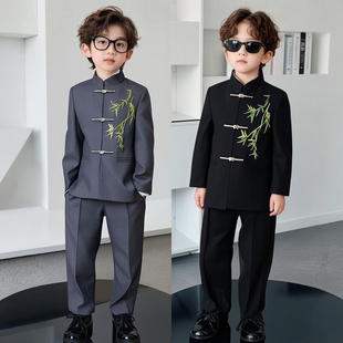 儿童西装套装男童唐装新中式国风礼服中山装帅气钢琴主持人演出服