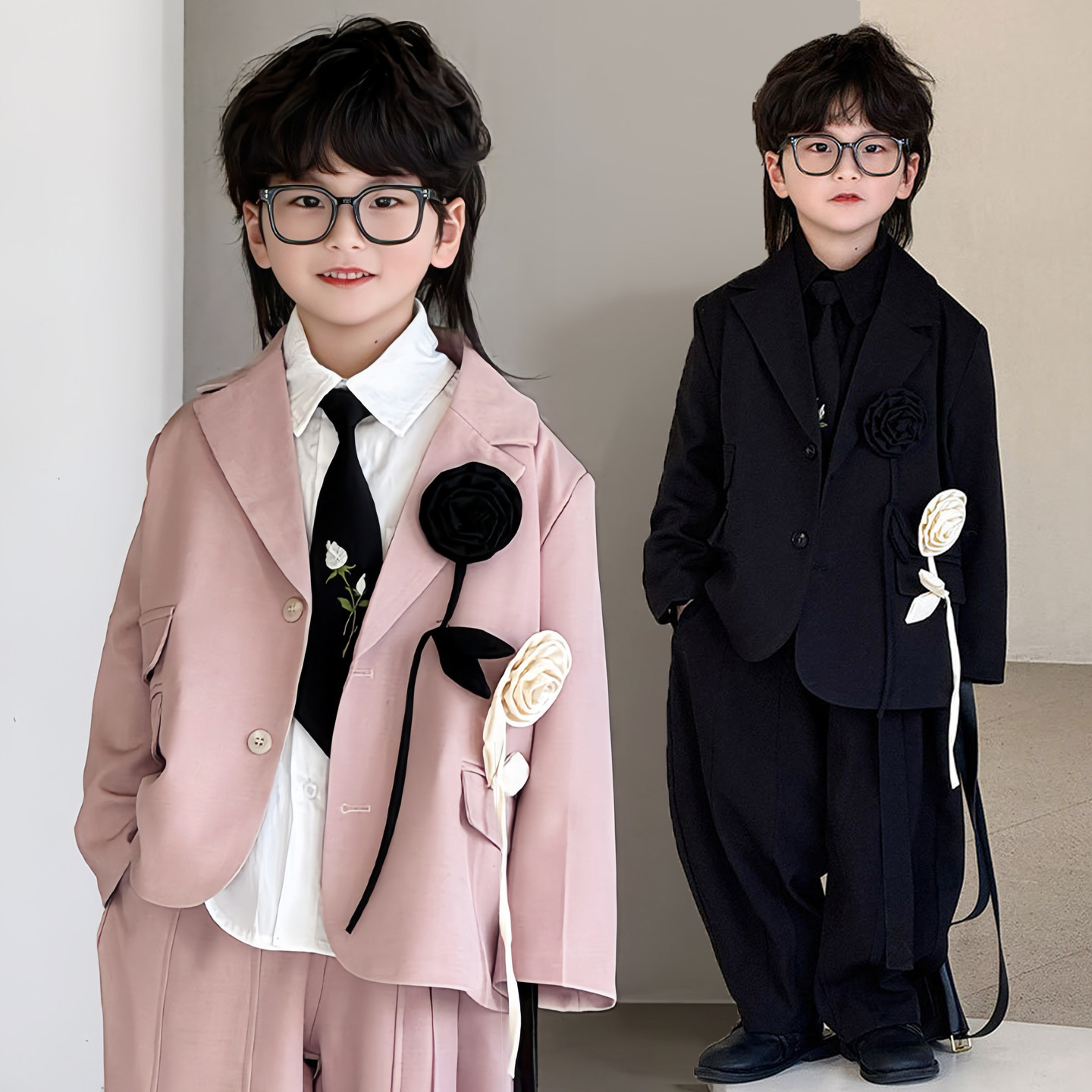 痞帅儿童小西装套装春韩版休闲花童男童礼服洋气走秀主持人演出服