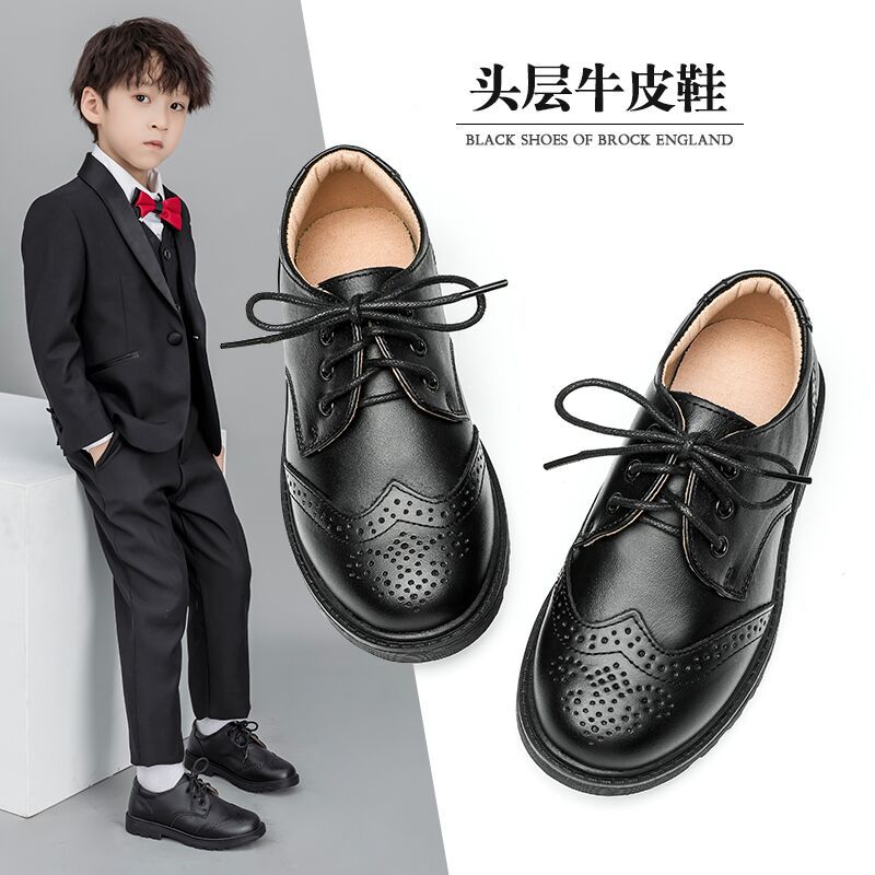 男童皮鞋黑色真皮软底春秋演出鞋