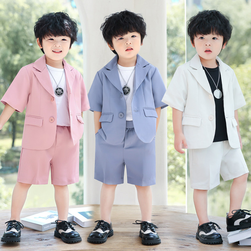 痞帅男童西装套装夏季韩版潮帅气花童礼服休闲儿童西服走秀演出服