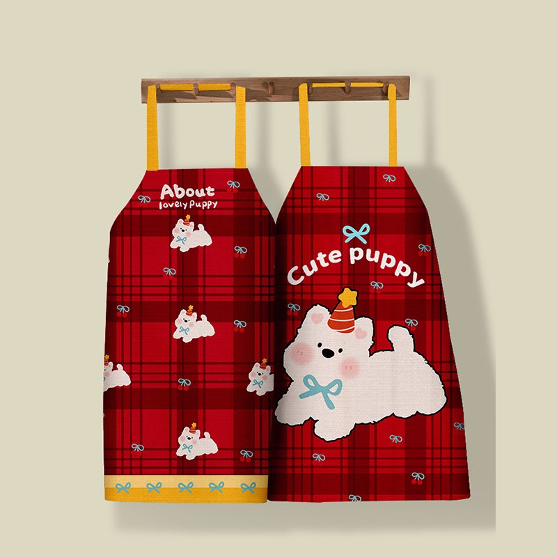 小狗家用厨房喜庆围裙混纺耐磨
