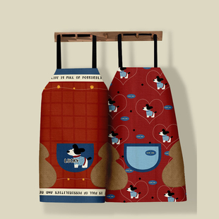 卡通可爱罗列汪造型厨房围裙防水防油家用做饭专用工作服罩衣围腰