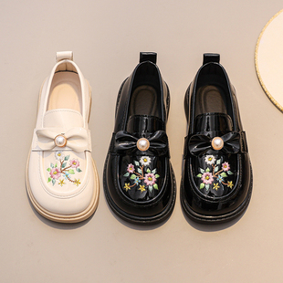 小皮鞋女童公主鞋小女孩软底国风古装女宝绣花汉服鞋儿童古风洋气