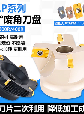 RAP系列75度废角刀盘横装APMT1135数控面铣刀盘 1604副角平面400R