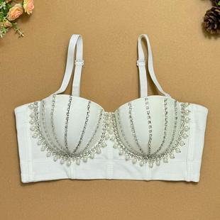 pearl chain cup bra hot Sexy end outer wear girl with high