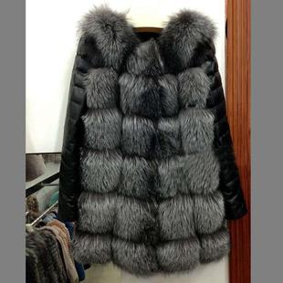 jacket sleeves stitching womens fur mid Fur length fox