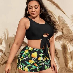 candy large color tropical leaves split swimsuit size