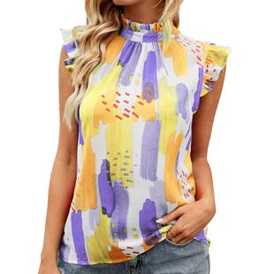 casual women womens shirt Tops color sleeveless loose ink