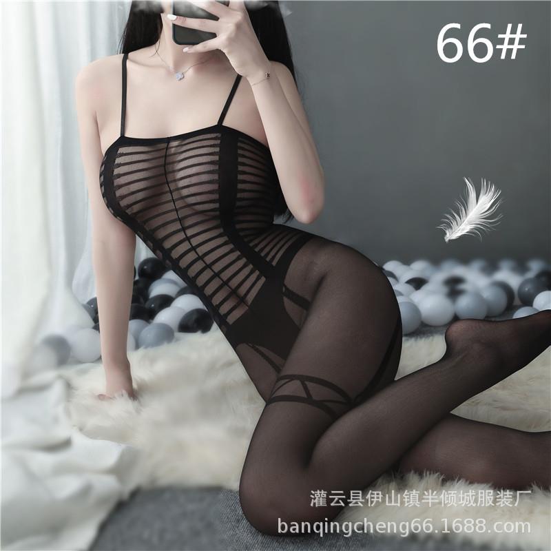 Hollow halter neck sexy lingerie crotchless one-piece mesh