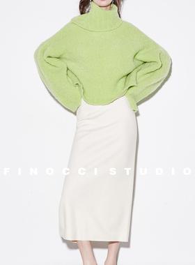 FINOCCI 秋冬BI入羊毛醋酸绒感百搭显腿直弹力高端质感H型半身裙