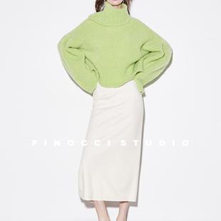 FINOCCI 秋冬BI入羊毛醋酸绒感百搭显腿直弹力高端质感H型半身裙