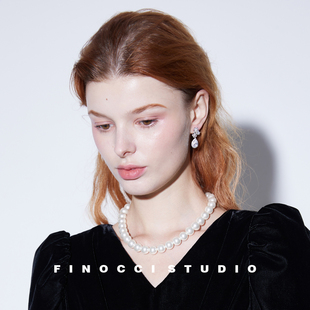 复古巴洛克珍珠美人项链 FINOCCI高端白金莹润光泽深海贝珠经典