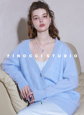 FINOCCI重磅高克重100%山羊绒拉绒工艺高级感云柔蓬松高端毛衣女