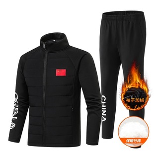 中国队运动套装立领情侣加绒加厚冬训棉衣运动员训练体育生棉服装