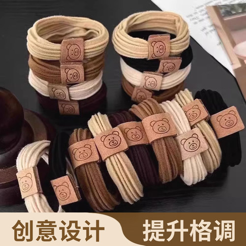 新款卡通小熊发圈高弹力耐用橡皮筋女扎头发绳高马尾头饰轻奢百搭