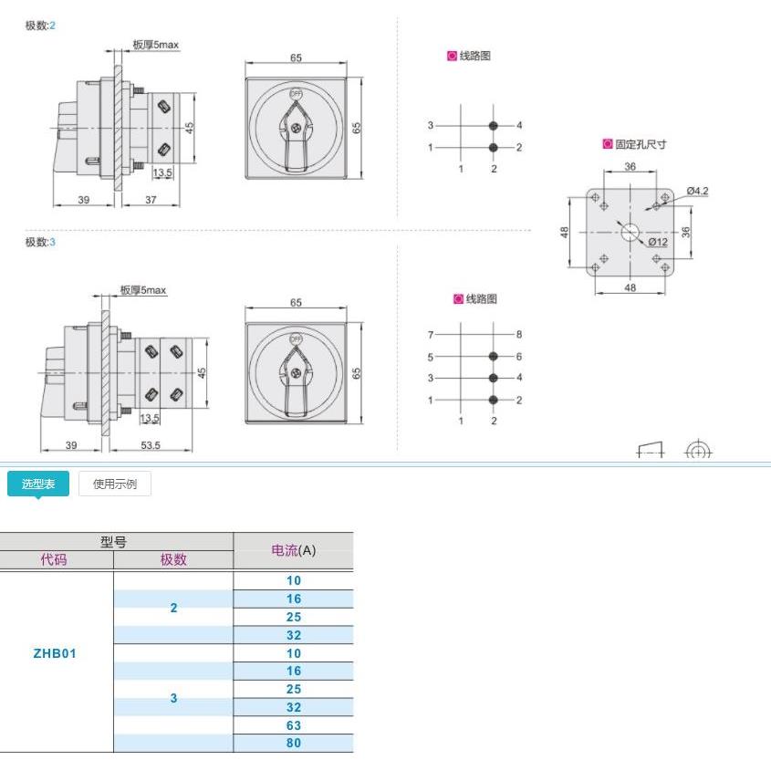 热销ZHB01-2/3-25/10/16/32/63主令电源开关80/100机械手机床电柜