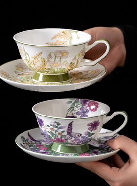 英式复古情侣杯骨瓷咖啡杯套装法式复古伴手礼生日礼物 乔迁新居