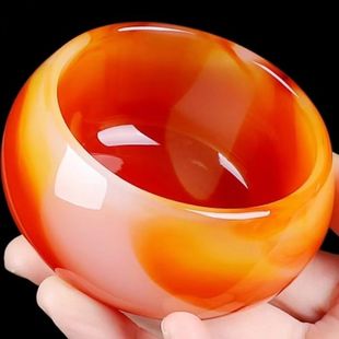 高档天然玛瑙金色玉石酒杯功夫茶具养生高档功夫圆满琉璃红色茶杯