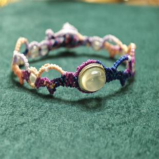 手工编织段染星空蜡线手绳女紫色流行饰品