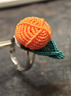 手工编绳柿子女事业有成开口戒指